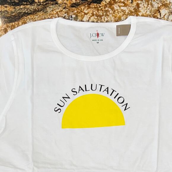 NWT J. Crew White W/Yellow "Sun Salutation" Graphic T-Shirt - SIZE MEDIUM - Picture 4 of 6